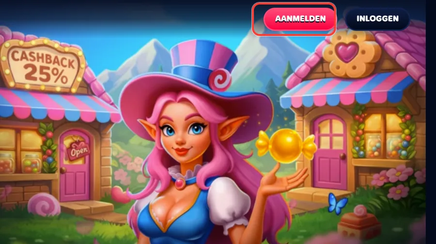 Knop AANMELDEN in de header van Gambiva